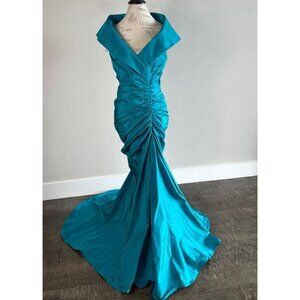 Tadashi Shoji Womens Elegant Silk Long Dress Green Size 10